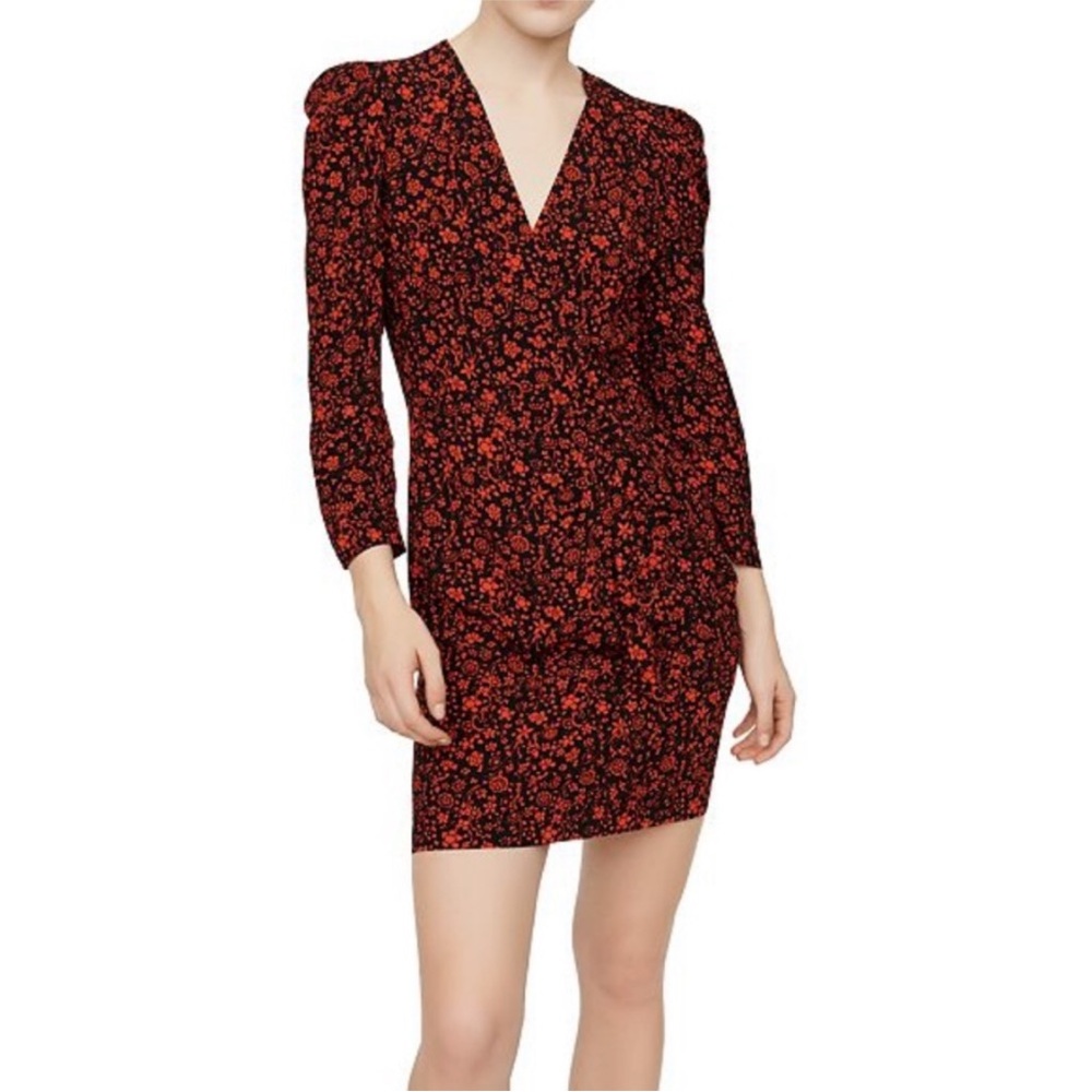 Maje - Rapita Wrap-Effect Floral-Print Crepe Mini dress - Red Size 34